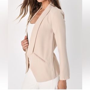 LuLus Miss Punctuality Taupe Lightweight Blazer